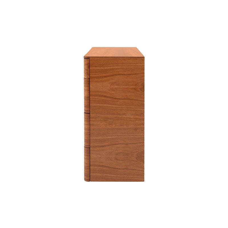 Cajonera derecámara Arezzo de 5 piezas en chapa de tzalam natural claro, con frentes de 110 cm de ancho y 100 cm de alto.