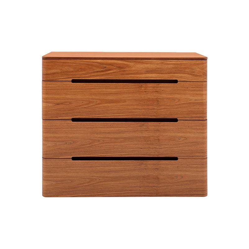 Cajonera Arezzo de 5 piezas en chapa de tzalam natural claro, con 110 cm de ancho, 100 cm de alto y 45 cm de fondo.