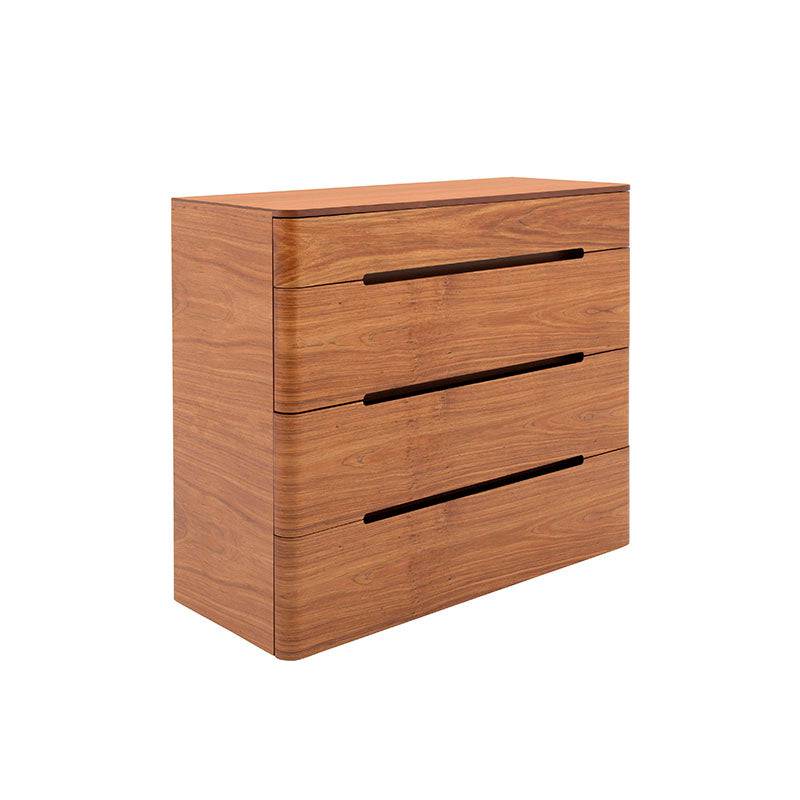 Cajonera derecámara Arezzo de 5 piezas en chapa de tzalam natural claro, con 110 cm de ancho, 100 cm de alto y 45 cm de fondo