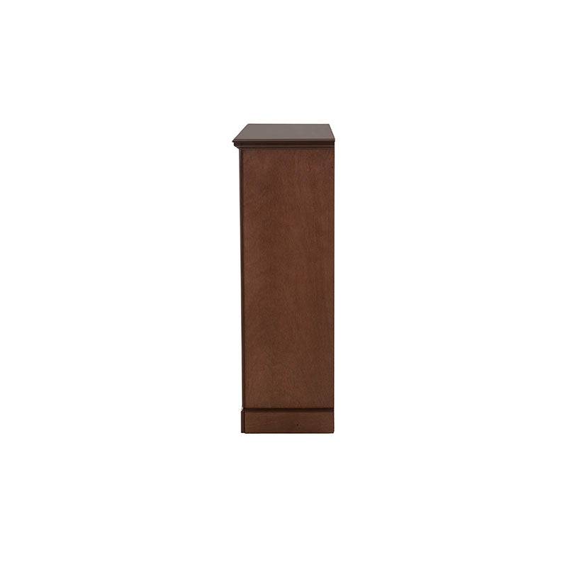 Cajonera Perth deurope.com.mx en madera industrializada con chapa de okume, color tabaco, con cajones y estructura moderna.