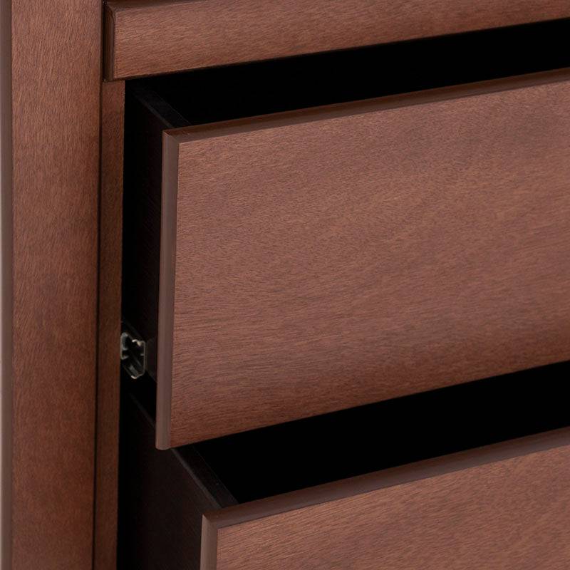 Cajonera Perth deupeure.com.mx en madera industrializada con chapa de okume, color tabaco, con cuatro cajones.