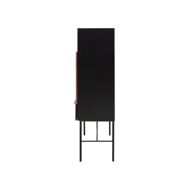 Mueble para bar Jess de madera de pino y chapa de nogal negro, con 80 cm de ancho, 160 cm de alto y 40 cm de fondo.