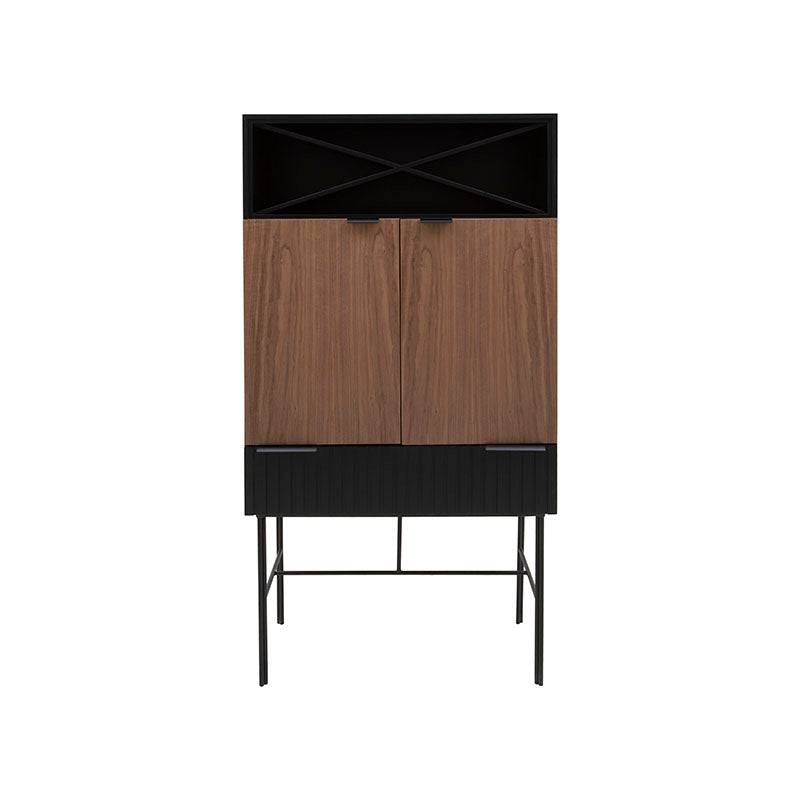 Mueble para bar Jess de madera de pino y nogal negro, con superficie y espacio de almacenamiento, de estilo industrial.