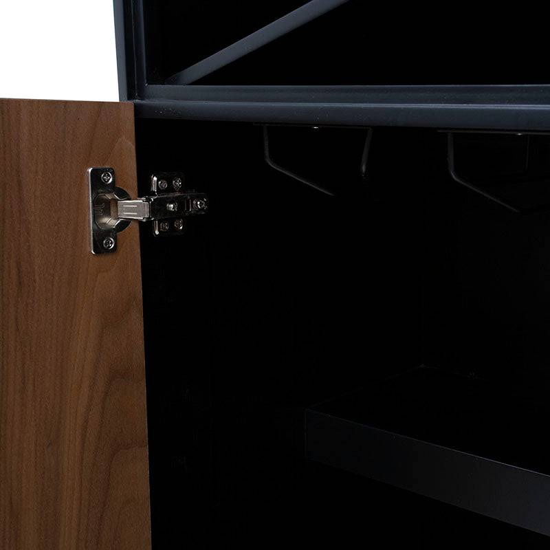 Mueble para bar Jess de madera de nogal negro con chapa de nogal, frente de 80 cm, alto 160 cm y fondo 40 cm, de madera industrializada