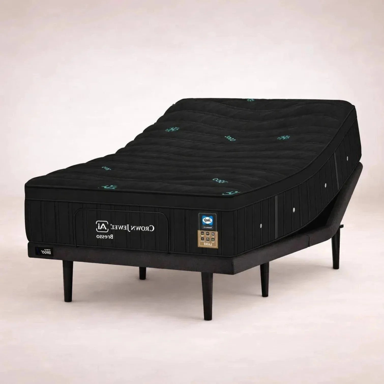 Colchón con base eléctrica Bresso King Size, tejido de punto, tela antiácaros y antibacterial, en cama eléctrica tamaño king.