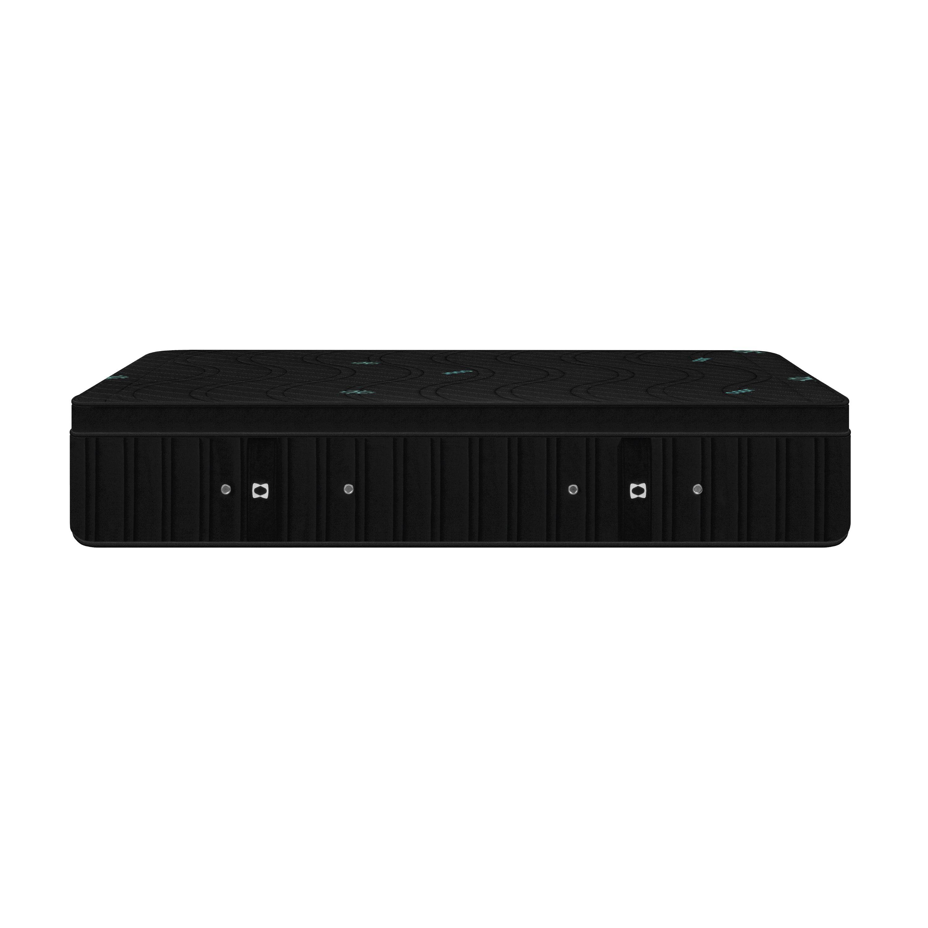 Colchón con base eléctrica Bresso Queen Size, tejido de punto antiácaros y antibacterial, vista frontal con detalles del tamaño y diseño.