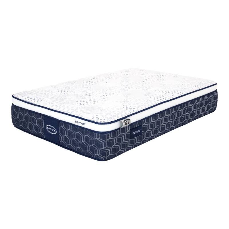 Juego de colchón y box Forte deurope, matrimonial, con tela antiácaros, firme y de alto 13.6 cm, fondo 190 cm, para descanso cómodo.