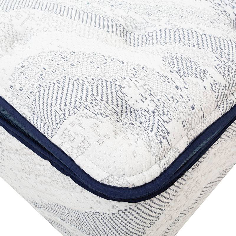 Juego de colchón y box de lujo Sealy Blau para cama matrimonial, tejido de punto con tela antiacaro y diseño cómodo.