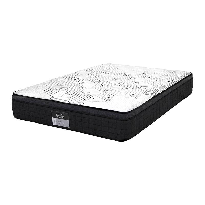 Juego de colchón y box sensor de tamaño queen de tejido de punto, medianamente firme, deurope.com.mx, para descanso cómodo.