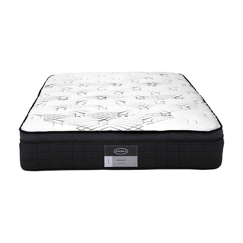Juego de colchón y box Sensor de 2 piezas en color blanco, con textura suave y estructura resistente.