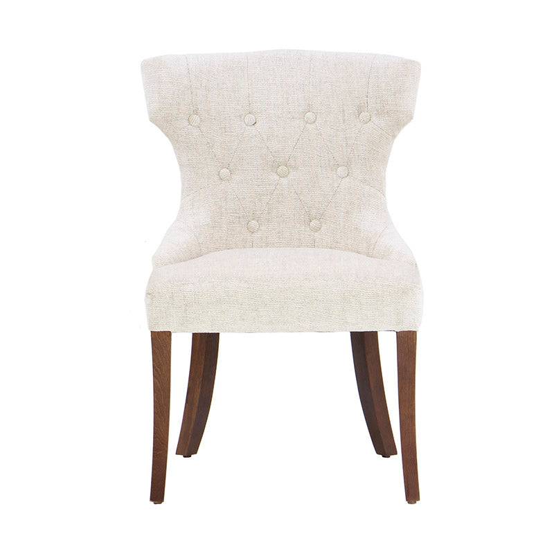 Juego de comedor Tulip de 6 piezas en color nogal, con mesas y sillas de estilo moderno y elegante.