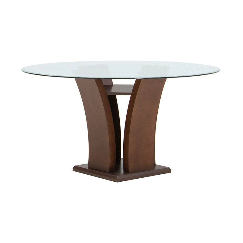 Juego de comedor Tulip de 5 piezas en nogal, incluye mesa y sillas de estilo moderno en acabado café.