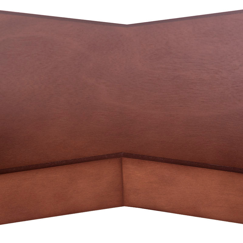 Juego de comedor Quetzal de nueve piezas, mesa de madera de nogal y encino, con sillas en tono café oscuro.