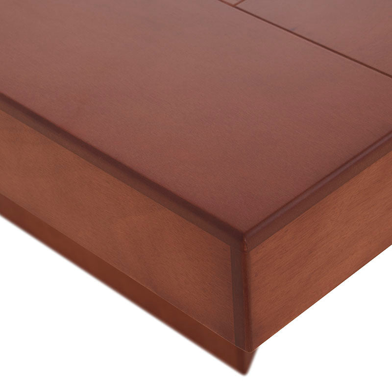 Juego de comedor Quetzal deoupe.com.mx con mesa de madera nogal y encino, y sillas a juego en tono café.