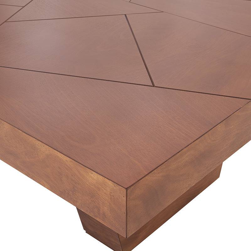 Juego de comedor Quetzal deoupe.com.mx en color café y madera industrial, con mesa de 220 cm de largo, 78 cm de alto y 120 cm de fondo.