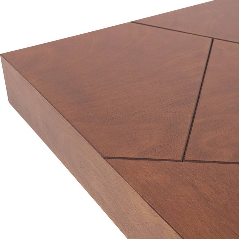 Juego de comedor Quetzal de madera industrializada con chapa de okumé, mesa de 220 cm en tonos café y tabaco.