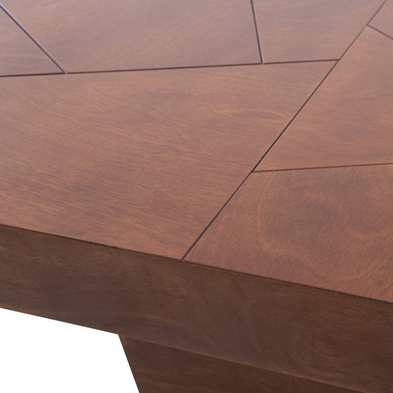 Juego de comedor Quetzal de acero y madera industrializada, incluye mesa de 220 cm de largo y 13 piezas en tonos café y tabaco