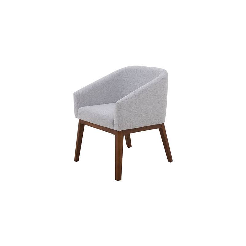 Silla de comedor Atenea deurope.com.mx, estructura moderna y asiento acolchado en color gris claro, vista frontal en interior elegante