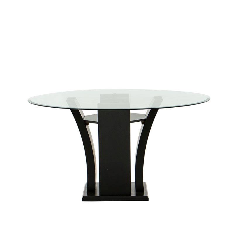 Juego de comedor Tulip de 5 piezas en acabado wengué, incluye mesa y sillas de diseño moderno y elegante.