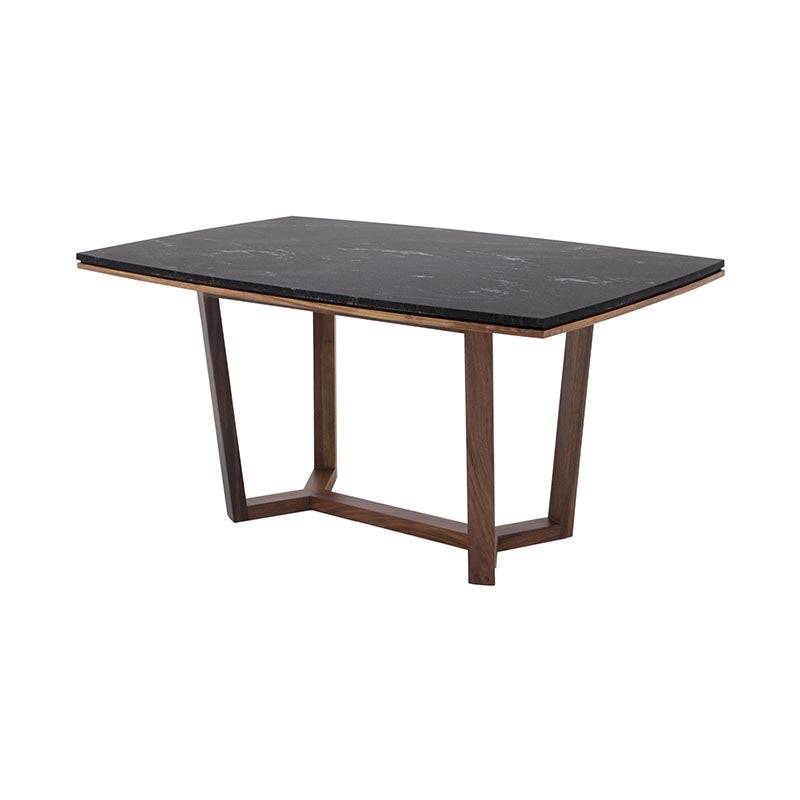 Juego de comedor de 8 piezas de madera de parota con granito natural, mesa de 160 cm, estilo Montecarlo en acabado café.