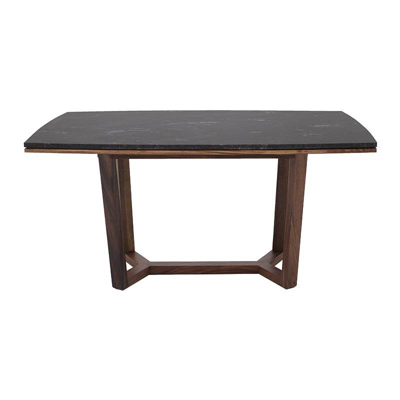 Juego de comedor Quetzal de 8 piezas con mesa de madera de parota y granito natural, en color café, de puertas de madera sólida.