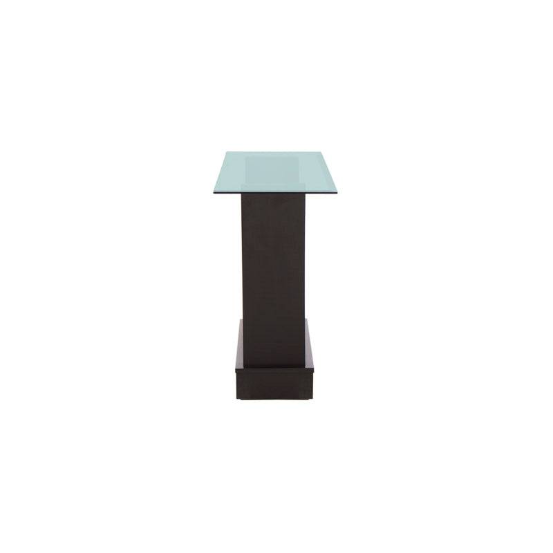 Juego de comedor Tulip de madera nogal con cubierta de cristal, 6 piezas, con consola y diseño elegante, tamaño 160x83x42 cm.