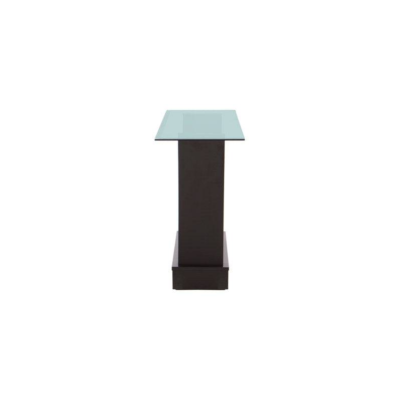 Juego de comedor Tulip de madera Nogal con cubierta de cristal, incluye 6 piezas, con consola y diseño elegante.