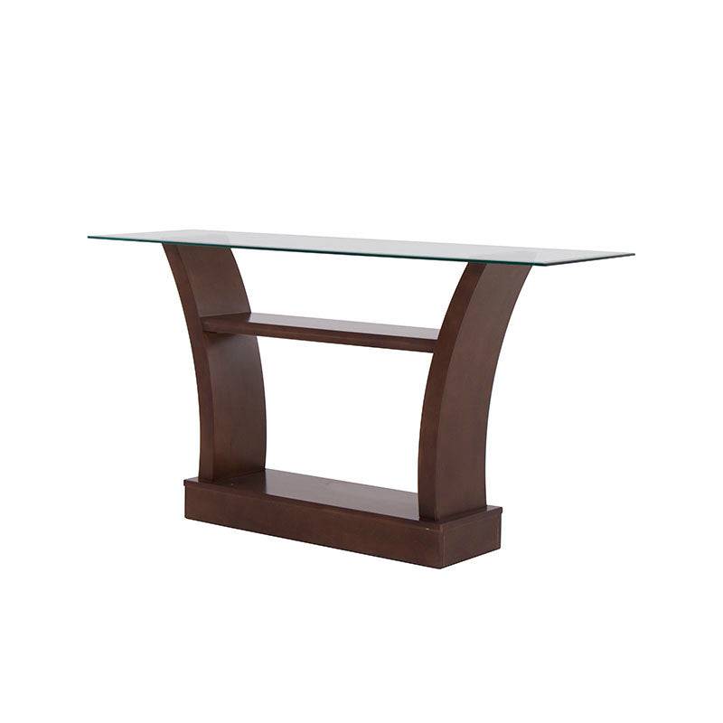 Juego de comedor Tulip de madera nogal con cubierta de cristal, incluye mesa y seis sillas en un diseño moderno y elegante.