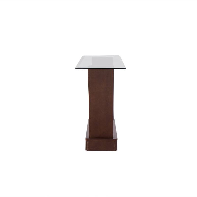 Juego de comedor Tulip de madera nogal con cubierta de cristal y seis sillas, de leurope.com.mx, en un entorno moderno.