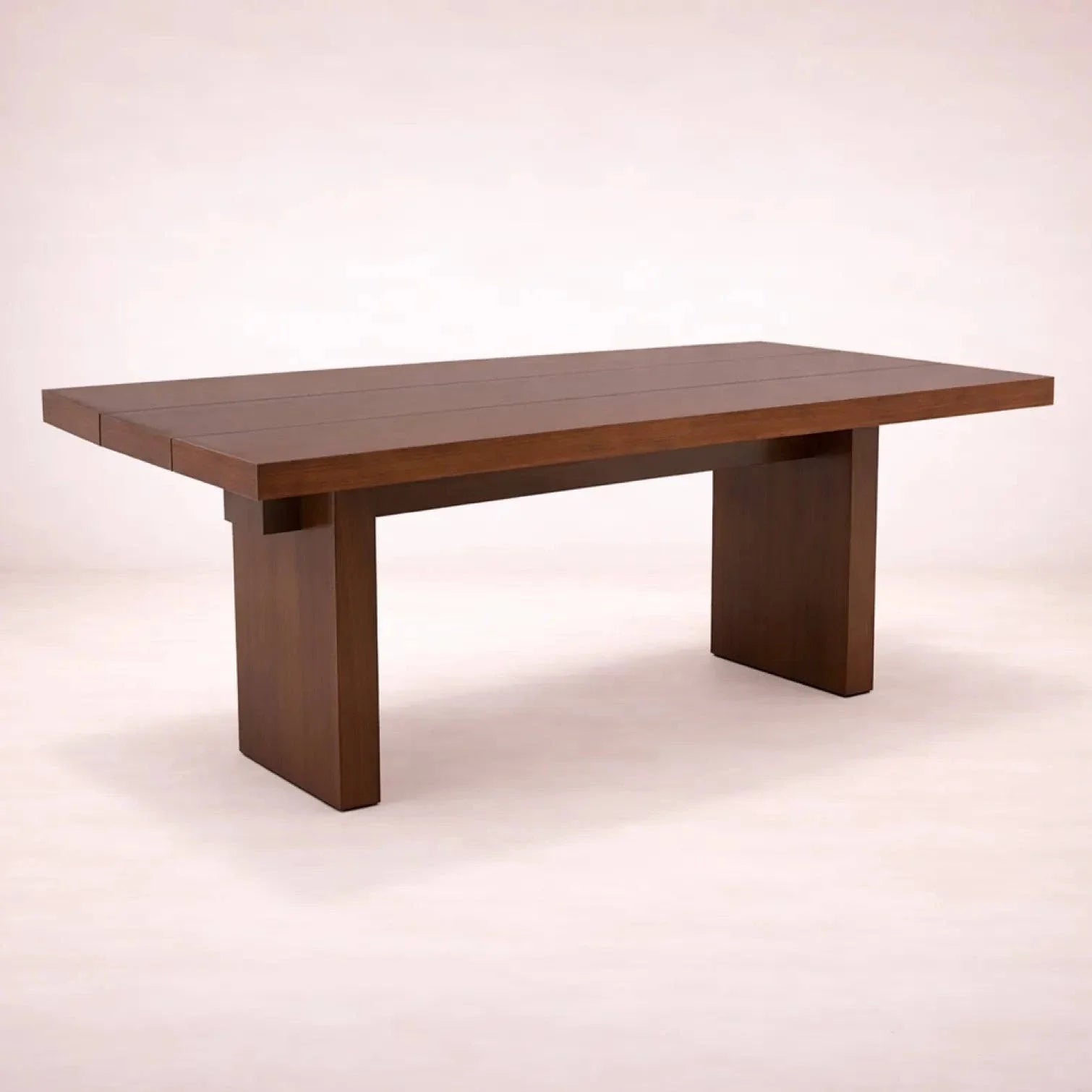 Juego de comedor Quetzal de 7 piezas en madera de nogal y estilo industrial, con mesa de 200 cm de largo y sillas cómodas.