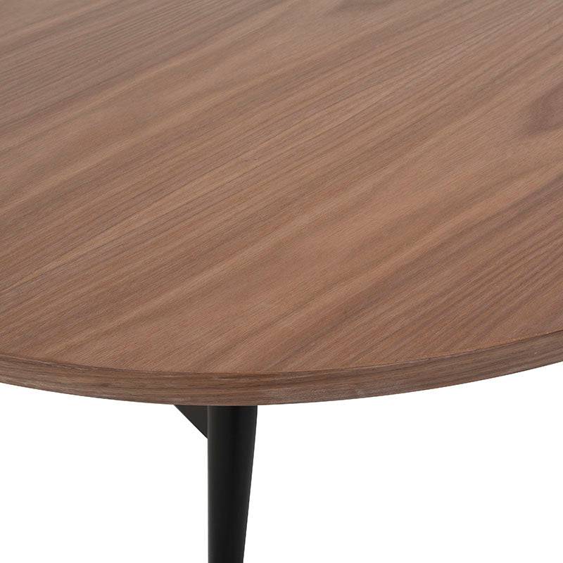 Juego de comedor Quetzal de 7 piezas en madera de nogal y pino, con mesa de 180 cm, estilo industrial y acabado en nogal negro.