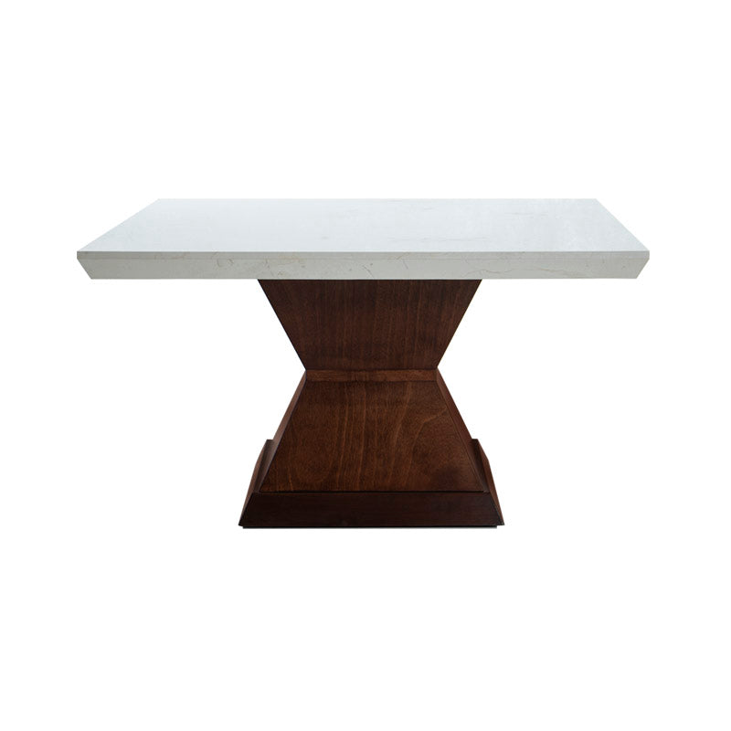 Juego de comedor Quetzal deoupe.com.mx con mesa de madera de caoba y mármol, 9 piezas, frente de 140 cm, altura 78 cm.