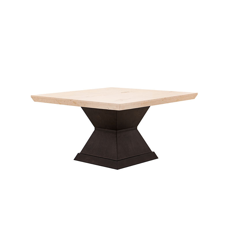 Juego de comedor Quetzal de 9 piezas con mesa de madera de caoba y cubierta de mármol, en estilo moderno y elegante.