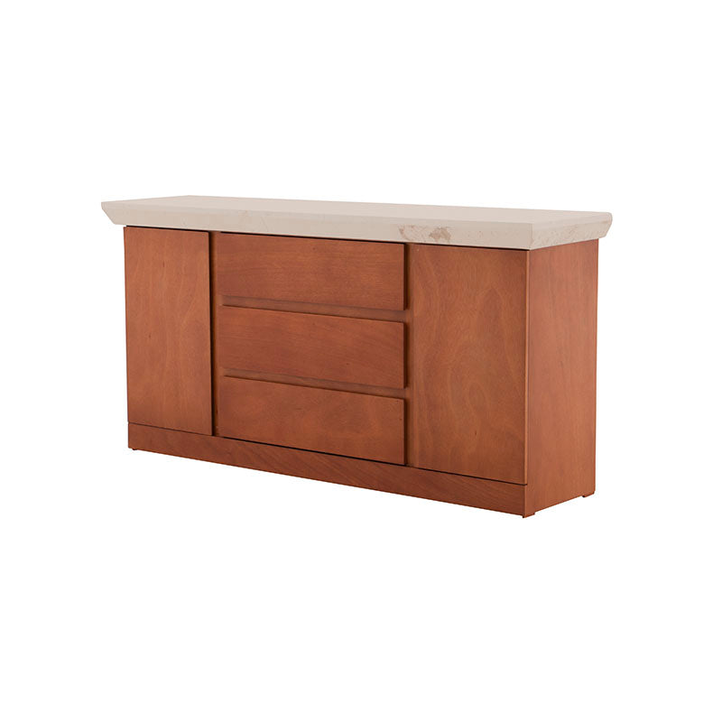 Buffet Mond deurope.com.mx en madera de caoba con cubierta de mármol, diseño elegante, 160 cm de ancho, 85 cm de alto y 40 cm de fondo.
