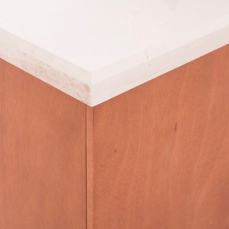 Buffet Mond deurope.com.mx, bufetera de madera con acabado en caoba y cubierta de mármol, con dimensiones de 160x85x40 cm.