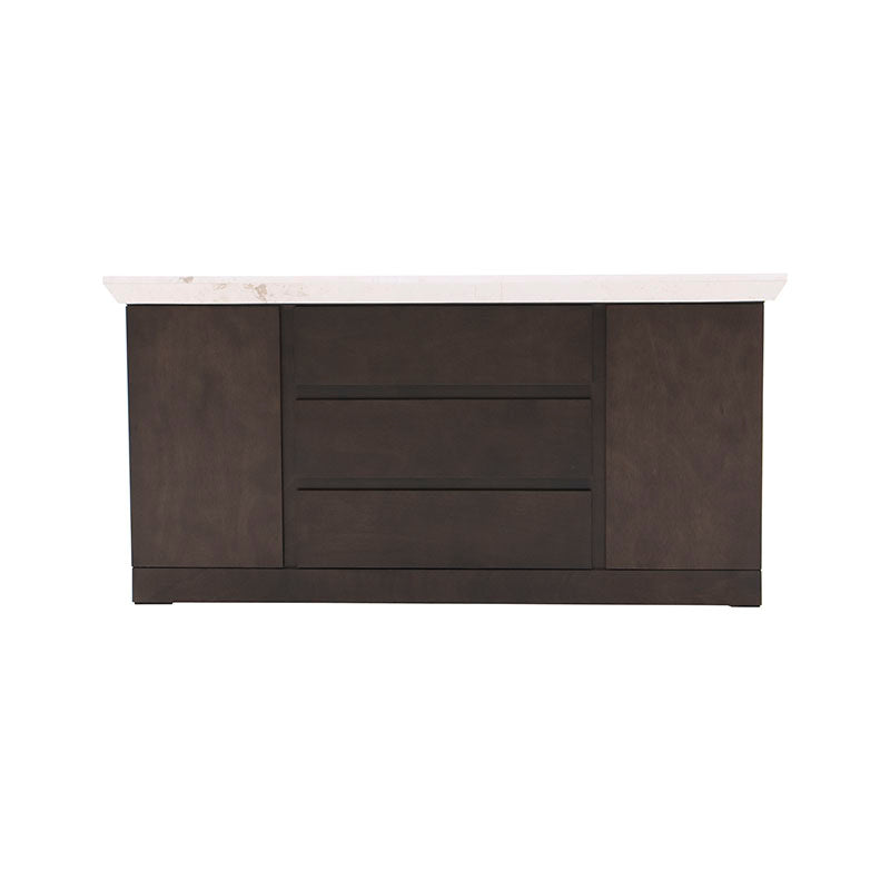 Bufetera Mond de Deurope con acabado en caoba y cubierta de mármol, 160 cm de largo, diseño elegante y moderno.