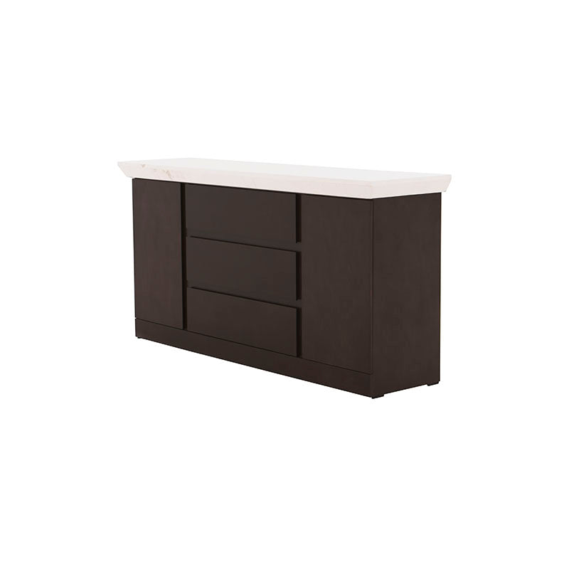 Buffet Mond deurope.com.mx, bufetera de madera con acabado en caoba y cubierta de mármol, tamaño 160x85x40 cm.