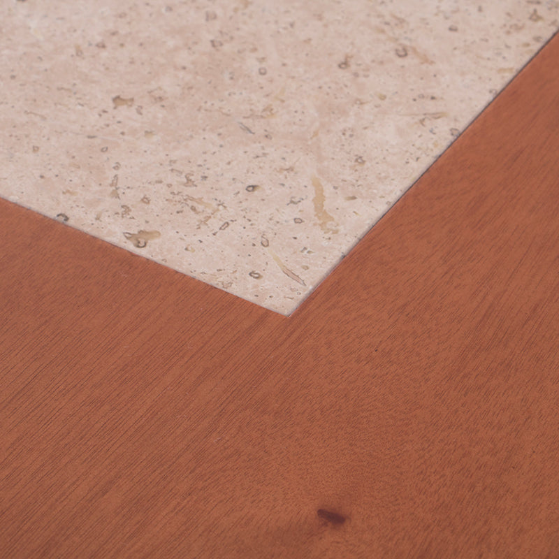 Juego de comedor Quetzal de 9 piezas con mesa de madera y chapa de caoba, con placa de mármol, en estilo moderno y elegante.
