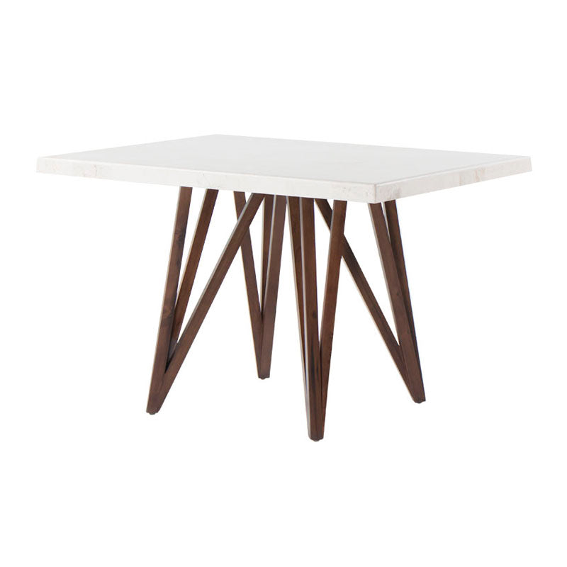 Juego de comedor Aragón de madera de poplar con tapa de mármol, estructura en color tabaco, mesa de 120 cm alto 76 cm fondo 90 cm