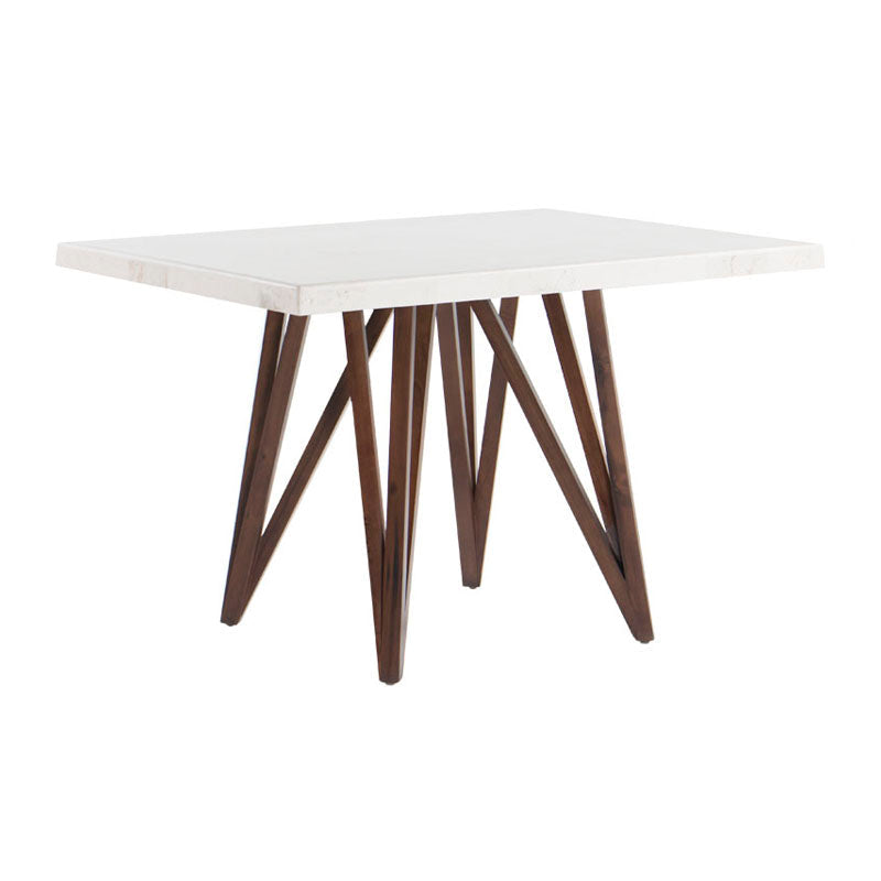 Juego de comedor Aragón de 5 piezas con estructura en madera de poplar y cubierta de mármol, mesa de 120 cm de largo y 76 cm de alto.