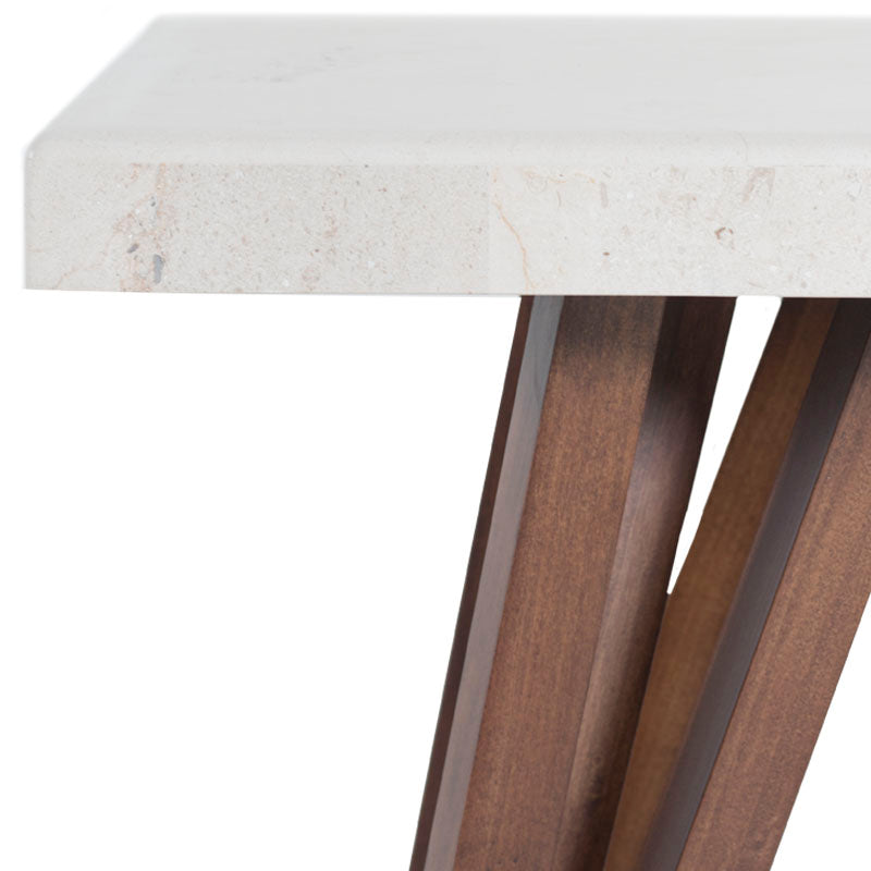 Juego de comedor Aragón de madera de poplar con cubierta de mármol, incluye mesa de 120 cm de largo y 5 piezas.