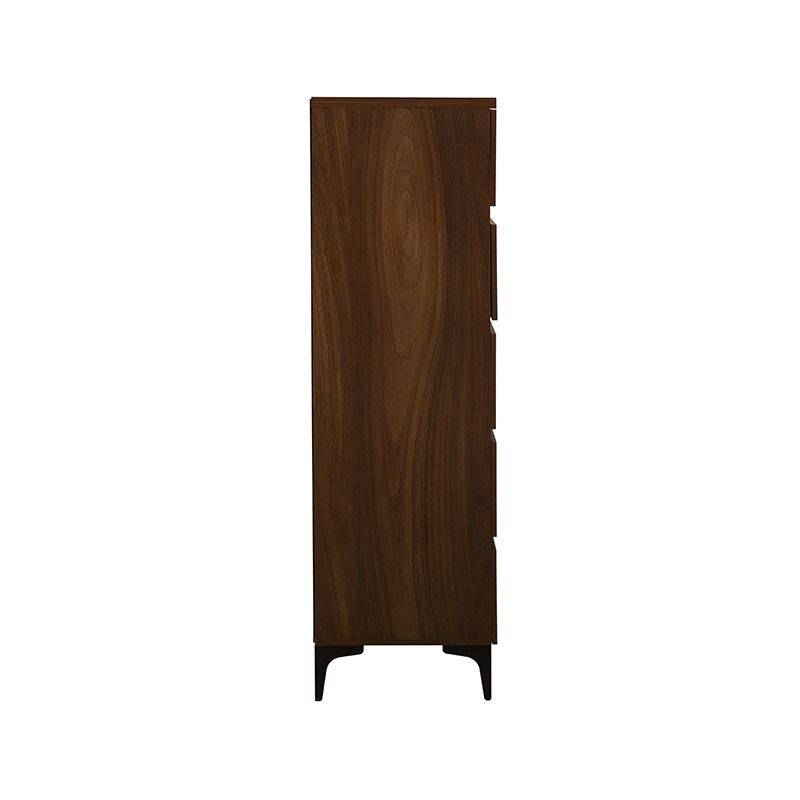 Cómoda Mariota de color café con acabado en madera, diseño moderno y espacio de almacenamiento amplio.