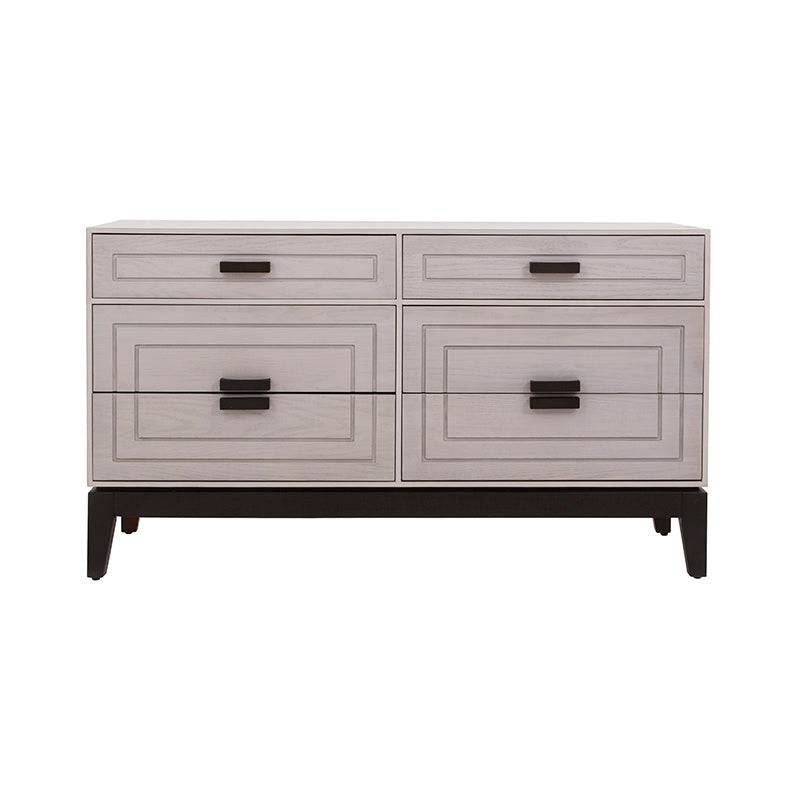 Cómoda Infinity de Deurope con acabado en madera gris y encino, 140 cm de ancho, 80 cm de alto y 40 cm de fondo.