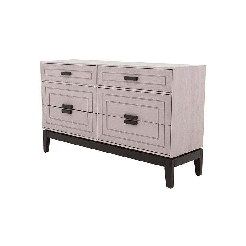 Cómoda Infinity de Deurope en gris y madera de pino con acabado de chapa de encino, dimensiones 140x80x40 cm.