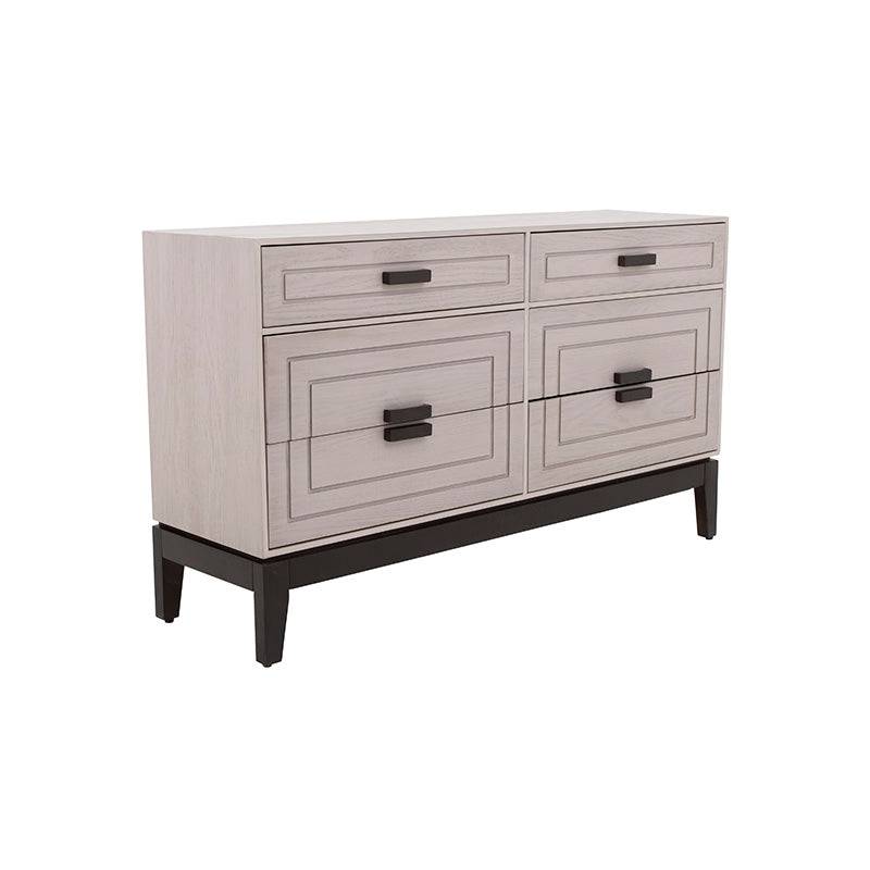 Cómoda Infinity de Deurope en color gris madera industrial, con 140 cm de ancho, 80 cm de alto y 40 cm de fondo.