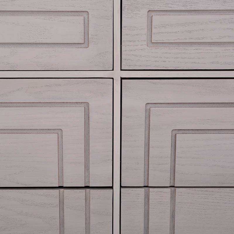 Cómoda Infinity de Deurope en madera gris con acabado de encino, dimensiones 140x80x40 cm, estilo industrial y moderno.