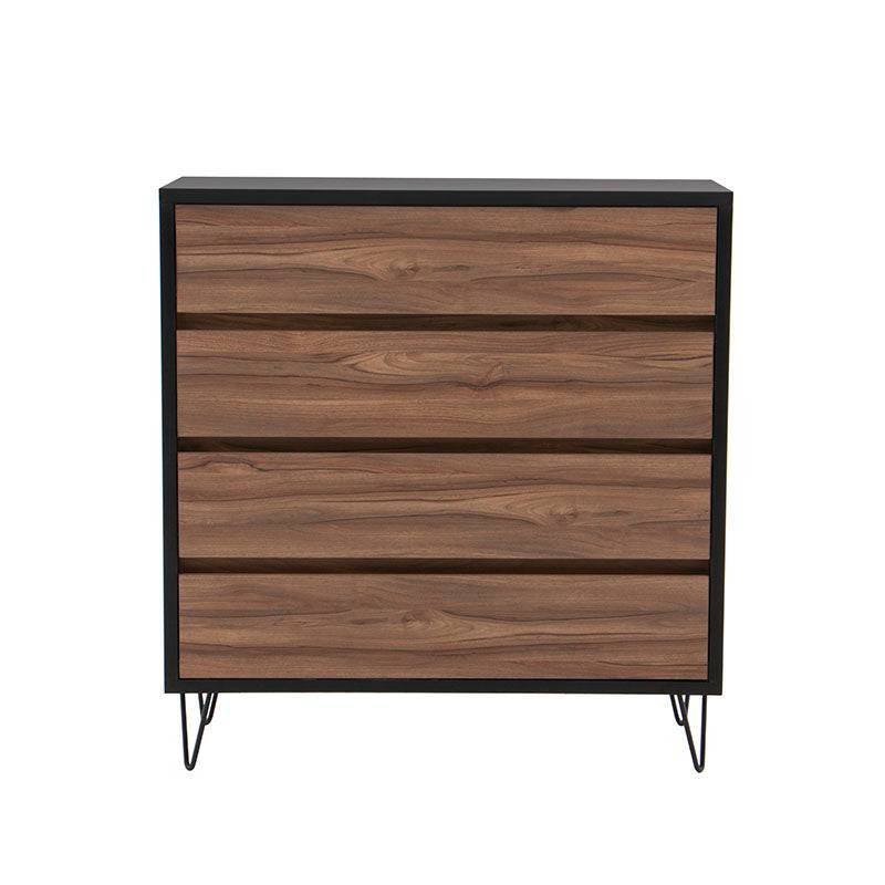 Cómoda Lazy de Deurope en color negro nogal con estructura de melamina, 100 cm de ancho, 105 cm de alto y 40 cm de fondo.