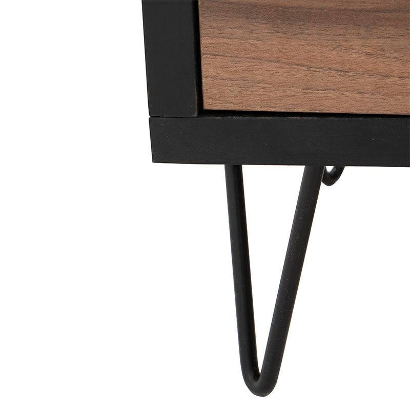 Cómoda Lazy de Deurope en negro y nogal, estructura de melamina, con frentes lisos y dimensiones de 100x105x40 cm.