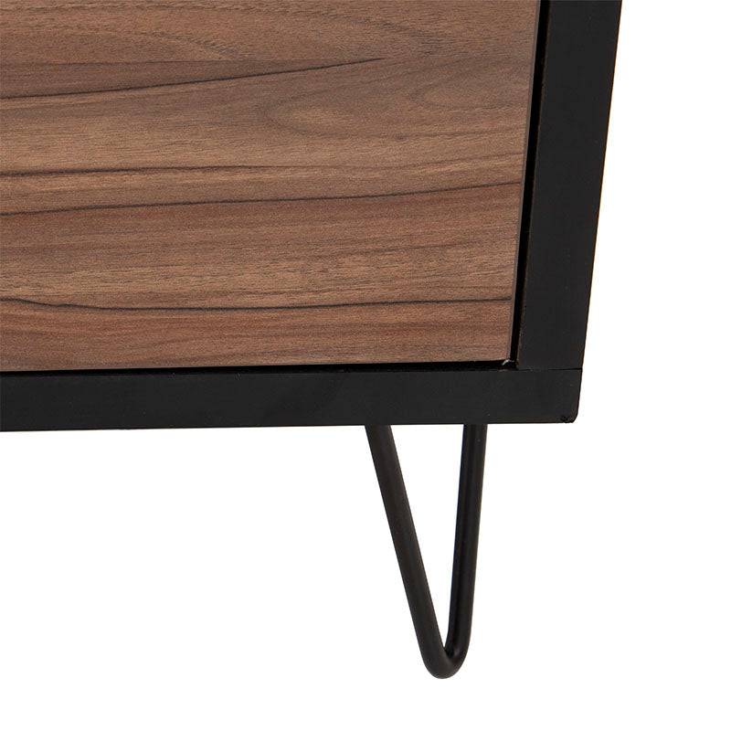 Cómoda Lazy de Deurope en madera negra y nogal, estructura de melamina, con 100 cm de ancho y 105 cm de alto.