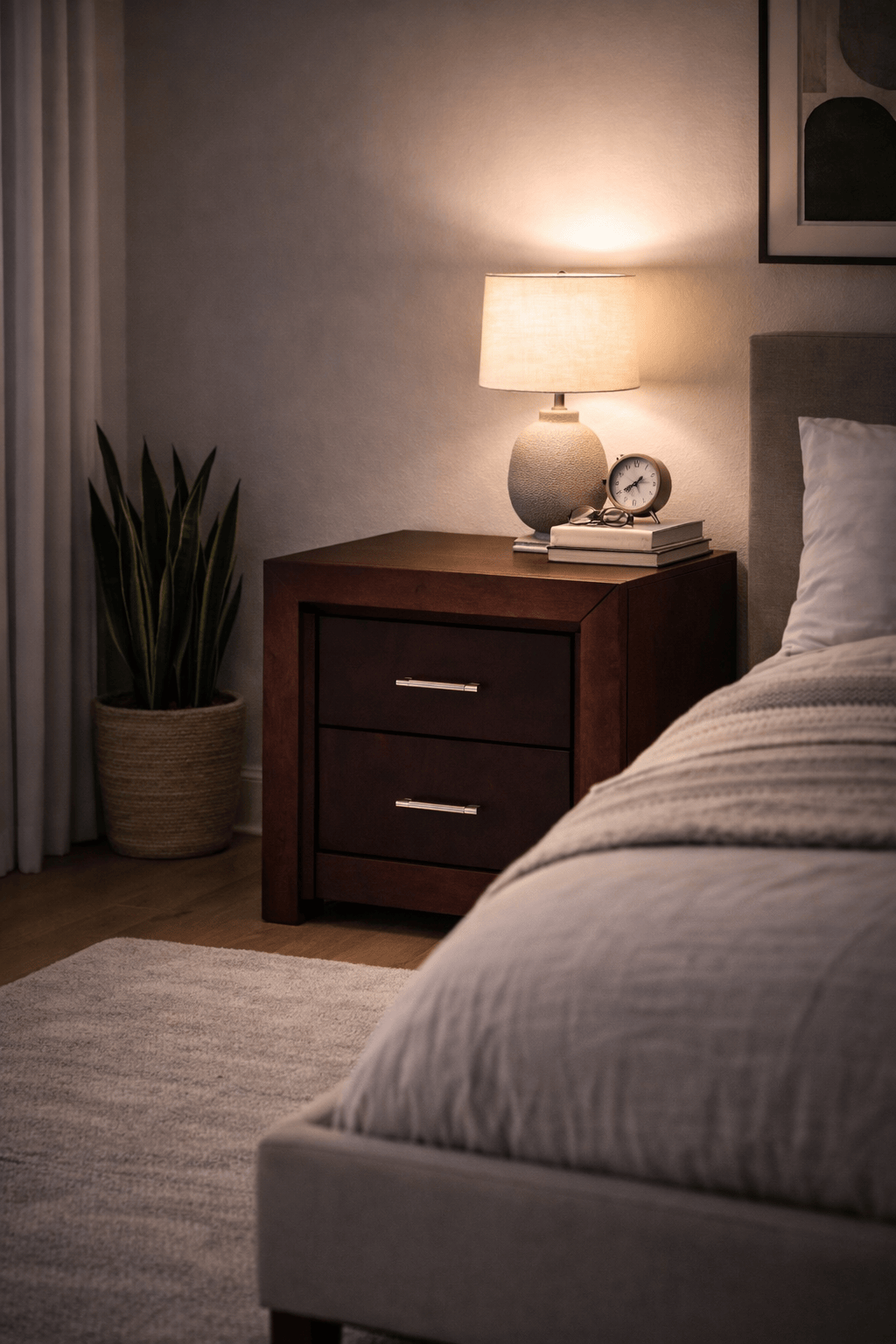 Cómoda Rochelle de madera de pino enchapada en maple, con frente de 80 cm, altura de 63 cm y fondo de 40 cm.